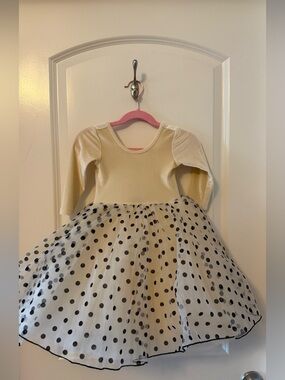 3T Pleiades Ivory Velvet Top Polka Dot Tulle Dress